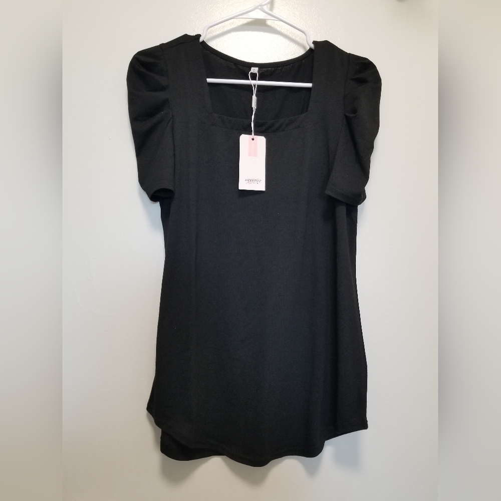 Black Puff Sleeve Top Size S